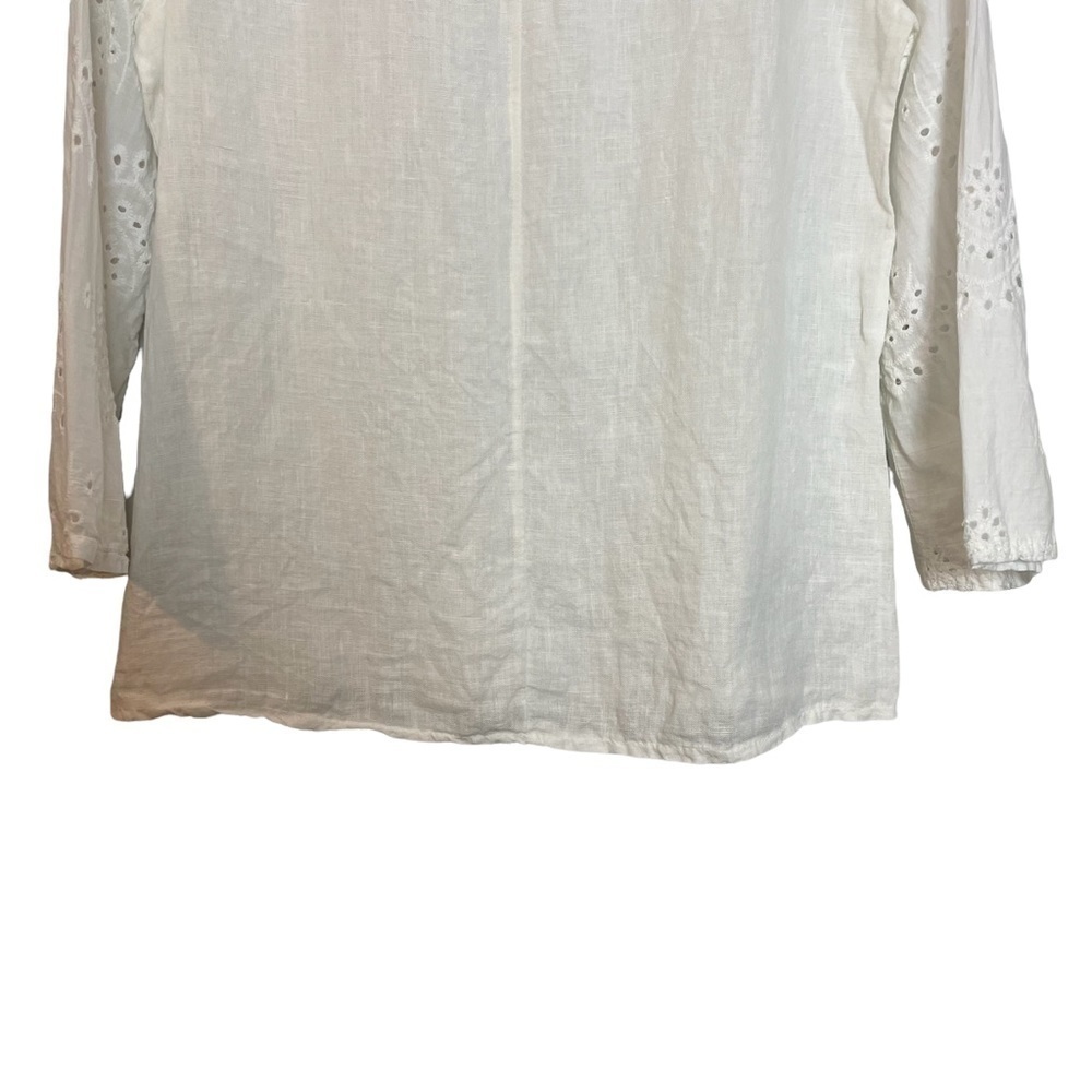 Francesca Bettini Made In Italy 100% Linen Eyelet Detailed Top Sz. S - Picture 5 of 10